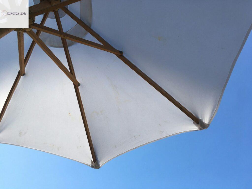 white patio umbrella