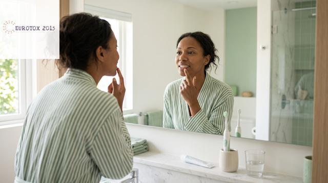 Persona observando su boca para detectar señales que requieren una revisión dental