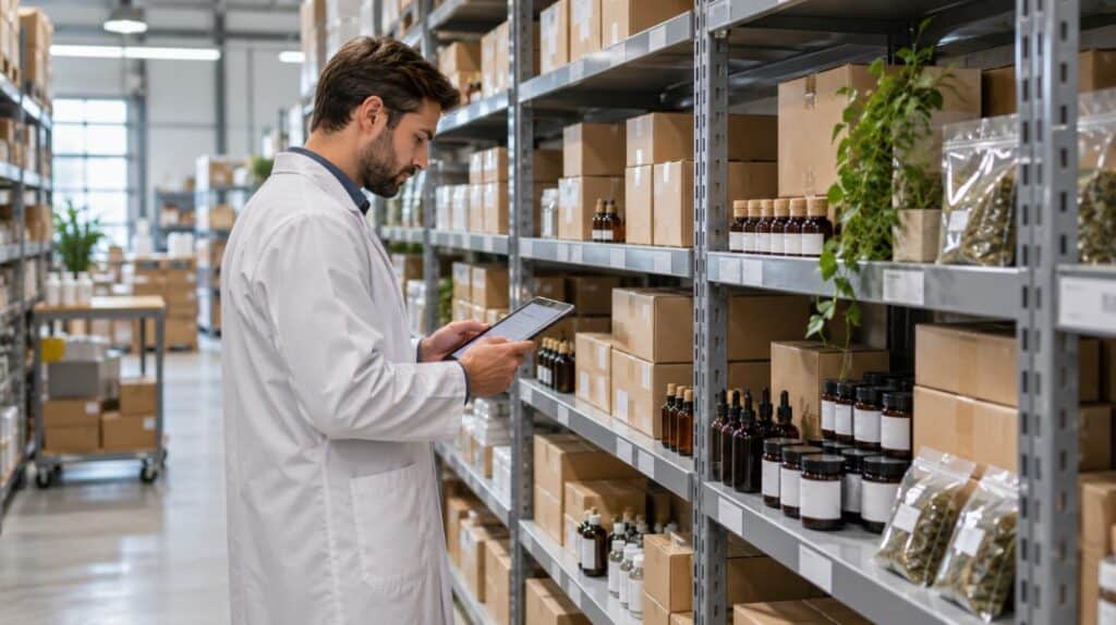 Almacenamiento organizado de productos de cáñamo por lotes